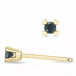 2 x 0,05 ct svarta diamant solitäreörhängestift i 9 karat guld med svart diamant 