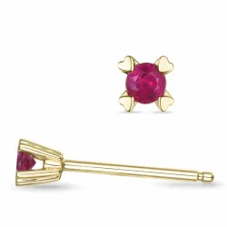 2 x 0,07 ct rubin solitäreörhängestift i 9 karat guld med rubin 