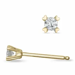 2 x 0,07 ct solitäreörhängestift i 9 karat guld med diamant 