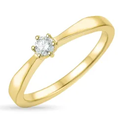 diamant solitärring i 14  karat guld 0,12 ct