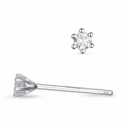 2 x 0,05 ct diamant solitäreörhängestift i 14 karat vitguld med diamant