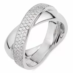 Elegant abstrakt vit zirkon ring i silver