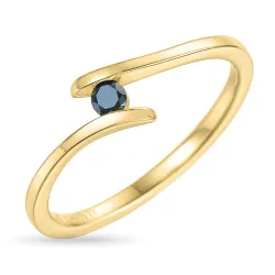 sort diamant ring i 9 karat guld 0,07 ct