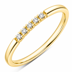 5 x 0,01 ct diamantring i 9 karat guld 0,05 ct