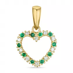 hjärta smaragd diamantberlocker i 14  carat guld 0,08 ct 0,08 ct