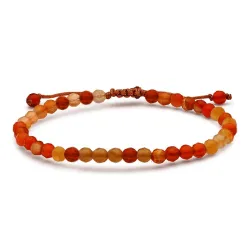 Multifärgat orange karnelia armband i silkes snöre 17 cm 3 cm x 3,9 mm