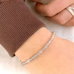 Grå agat armband i silkes snöre 17 cm plus 3 cm x 4,3 mm