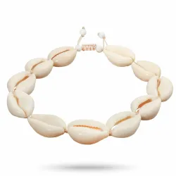 Enkel mussla armband i silkes snöre 17 cm plus 4 cm x 14,5 mm