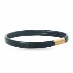 Platt svart armband i läder  x 6 mm