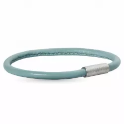 Rund grön magnetarmband i läder med stål lås  x 4 mm
