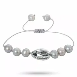 Smart pärla shell mussla armband i silkes snöre 17 cm plus 5 cm x 10 mm