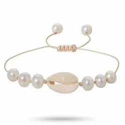 pärla mussla armband i silkes snöre 17 cm plus 5 cm x 10 mm