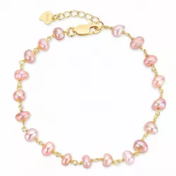 rosa pärla armband i förgyllt silver 17 plus 3 cm x 4-5 mm