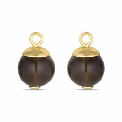 8 mm rökfärgad kvarts hängen till örhängen i förgyllt silver