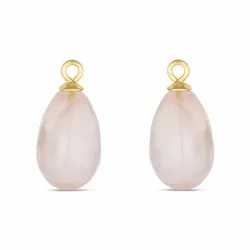 rosa kvarts hängen till örhängen i förgyllt silver