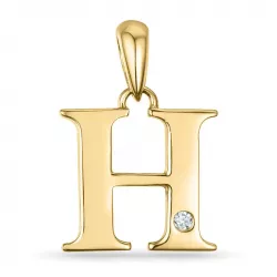 bokstav h diamant hängen i 9 carat guld 0,01 ct