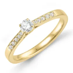lab grown diamant ring i 9 karat guld 0,20 ct 0,09 ct