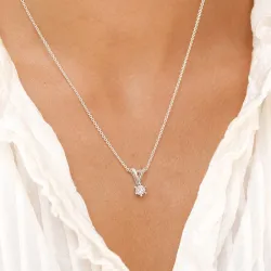 0,40 ct lab grown diamant solitärberlock i 14  carat vitguld 0,40 ct