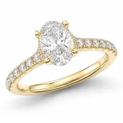 oval lab grown diamant ring i 14  karat guld 1,0 ct 0,26 ct