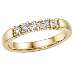 5 x 0,05 ct lab grown diamant alliancring i 14  karat guld 0,25 ct