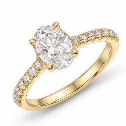 oval lab grown diamant ring i 14  karat guld 1,0 ct 0,26 ct