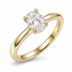 oval lab grown diamant solitärring i 14  karat guld 1,0 ct