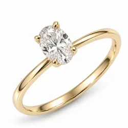 oval lab grown diamant solitärring i 14  karat guld 1,0 ct
