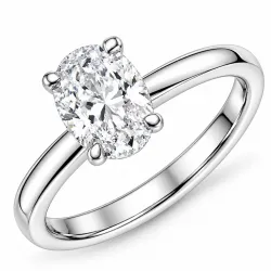 oval lab grown diamant solitärring i 14  karat vitguld 1,0 ct
