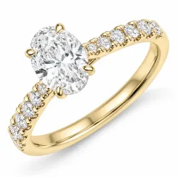 oval lab grown diamant ring i 14  karat guld 1,0 ct 0,34 ct