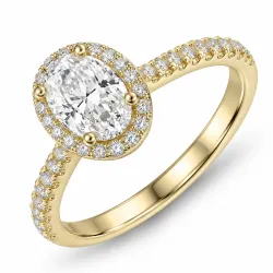 oval lab grown diamant ring i 14  karat guld 1,0 ct 0,33 ct