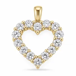 hjärta lab grown diamant hängen i 14  carat guld 1,3 ct
