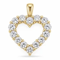 hjärta lab grown diamant hängen i 14  carat guld 1,72 ct