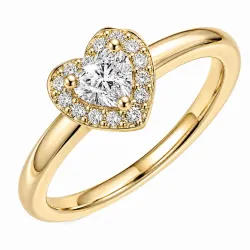 hjärta lab grown diamant ring i 14  karat guld 0,24 ct 0,08 ct