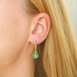 18 mm prästkrage mörkgröna creol i förgyllt silver - Marie