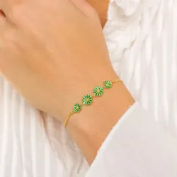 prästkrage mörkgrön armband i förgyllt silver - Maggie