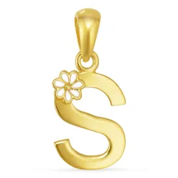 bokstav s hängen i förgyllt silver