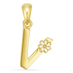 bokstav v hängen i förgyllt silver