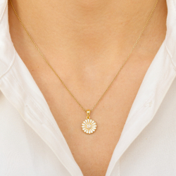 prästkrage zirkon hängen i förgyllt silver - Marie