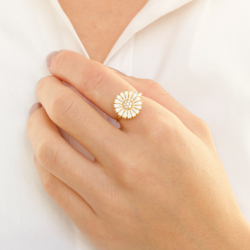 prästkrage zirkon ring i förgyllt silver - Marie