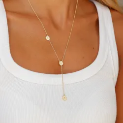 prästkrage Y-halsband i förgyllt silver - Maggie