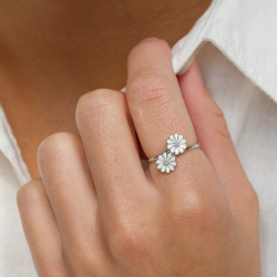 prästkrage ring i silver med rhodination - Maggie