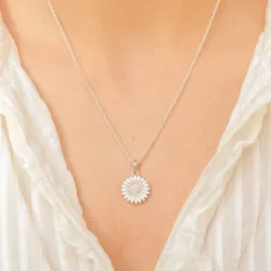 14 mm prästkrage zirkon halsband i silver - Matilda