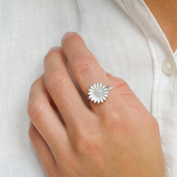 15 mm prästkrage ring i rhodinerat silver
