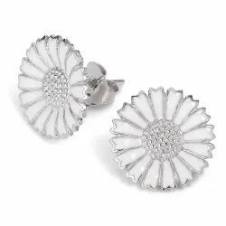 12 mm prästkrage örhängen i rhodinerat silver - Marie