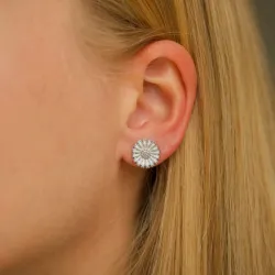 12 mm prästkrage örhängen i rhodinerat silver - Marie