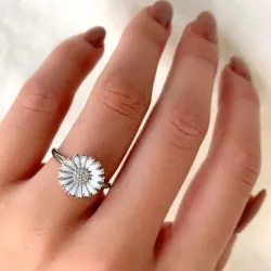 12 mm prästkrage ring i rhodinerat silver