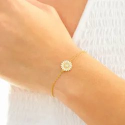 11 mm prästkrage zirkon armband i förgyllt silver med prästkrage hanger i förgyllt silver - Matilda