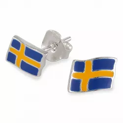 svensk flagga örhängestift i silver