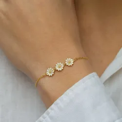 prästkrage vit armband i förgyllt silver - Maggie