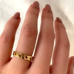 panzer ring i förgyllt silver